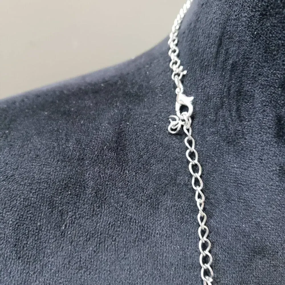 Womens Fashion Periwinkle Blue & Silver Tassel Necklace Jewelry w/ Lobster Clasp - Picture 7 of 7